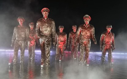 <p><strong>REHAB COMPLETE.</strong> The government inaugurates the newly-rehabilitated MacArthur Park in Palo, Leyte a week before the 75th Leyte Gulf Landings celebration, on Sunday (Oct. 13, 2019). Shown are the bronze statues of Gen. Douglas MacArthur and leaders of Allied Forces who came to liberate the Philippines from Japanese occupation on Oct. 20, 1944. <em>(Photo courtesy of Haven Artspot)</em></p>