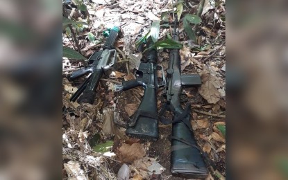 <p><strong>SEIZED FROM REDS.</strong> Shown are the rifles seized by Army troops from New People's Army (NPA) rebels after a clash in Las Navas, Northern Samar on Saturday (Oct. 12, 2019). Three NPA fighters were killed in the firefight. <em>(Photo courtesy of the 20IB, Philippine Army)</em></p>