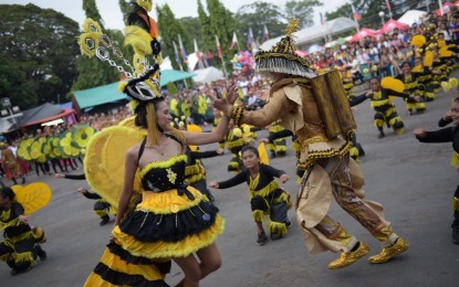 <p><strong>BUGLASAN FESTIVAL.</strong> Dancers from one of the schools in Negros Oriental perform a ritual during the opening ceremonies of Buglasan Festival on Monday (Oct. 14, 2019) at the Capitol grounds in Dumaguete City. The festival, the province's premier event, runs from Oct. 14-27. <em>(Photo courtesy of the Provincial Tourism Unit)</em></p>