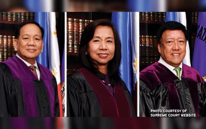 <p><strong>NEXT CHIEF JUSTICE.</strong> The Judicial and Bar Council (JBC) says it has submitted on Tuesday (Oct. 15, 2019) the shortlist of candidates for the next Chief Justice to President Rodrigo Duterte. Included in the list are Associate Justices Diosdado Peralta (left), Estela Perlas-Bernabe (center) and Andres Reyes Jr. (right) <em>(Photo courtesy of SC)</em></p>