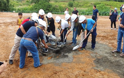 <p><strong>MARAWI SHELTER.</strong> Officials of Task Force Bangon Marawi and the city government lead the groundbreaking of a relocation site for permanent shelters in Barangay West Dulay, Marawi City on Thursday's (Oct. 17, 2019). The site is just one of the several relocation areas for displaced residents. <em>(PNA photo by Nef Luczon)</em></p>