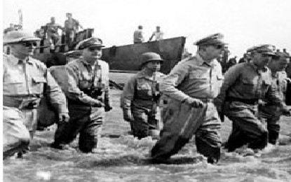 <p>Gen. McArthur’s historic landing at Palo, Leyte on Oct. 20, 1944.</p>
