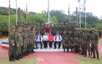 <p><strong>RECOGNITION SOUGHT.</strong> Local government officials, veterans, and soldiers grace the 75th commemoration of the Suluan Raid in Ngolos village, Guiuan, Eastern Samar on Thursday (Oct. 17, 2019). In the past 75 years, this town has been lobbying for the recognition of its role in the country's liberation from the Japanese invasion. <em>(Photo courtesy of the Philippine Army)</em></p>