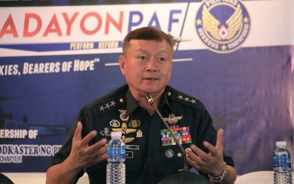 <p><strong>PILOT TRAINING.</strong> PAF commander, Lt. Gen. Rozzano Briguez says two of the four Philippine Air Force (PAF) pilots, tasked to man two Jordan-donated Bell AH-1S "Cobra" helicopters, will get more training to become instructor pilots and test pilots, in a forum at the Villamor Airbase on Saturday (Oct. 19, 2019) in Pasay City. Test pilots are needed to help fix the helicopters' technical problems while instructor pilots are needed to train additional pilots to man the aircraft. <em>(PNA photo by Joey O. Razon)</em></p>