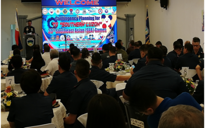 <p><strong>SEA GAMES PREPARATION</strong>. Officials from various line agencies, police force, military command and local government units of Region 4-A’s “Task Group Southern Luzon” convene on Monday (Oct. 21, 2019) to prepare contingency plan for the co-hosting of 30th Southeast Asian Games. Almost 10,000 athletes and officials from Southeast Asia will compete in the biennial meet from Nov. 30 to Dec. 11 this year.<em> (PNA photo by Saul E. Pa-a)</em></p>