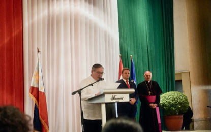 <p><strong>PH-HUNGARY TIES.</strong> Department of Foreign Affairs Secretary Teodoro Locsin Jr. delivers a message during the National Day Celebration of Hungary at the Hotel Fairmont in Makati City on October 22, 2019. He said the Philippines and Hungary continue to enjoy stronger bilateral ties and closer economic cooperation. <em>(Photo courtesy of PCOO)</em></p>