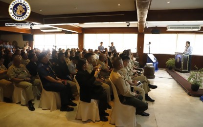 <p><strong>ESSENCE OF SPACE TECHNOLOGY.</strong> Around 100 naval officers participate in the third leg of the Philippine Navy Governance Forum (PNGF) Series 2019 in Manila on Tuesday (Oct. 22, 2019). During the forum, with the topic “Space Technology and its Significance to National Security and Development", Program Leader of the National Space Development Program Dr. Rogel Mari Sese shared the history of space technology in the country, the Philippine space program and policy, and the relevance of satellite technology for security and defense. <em>(Photo courtesy of Naval Public Affairs Office)</em></p>