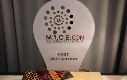 <p><strong>MICE HOSTING.</strong> The MICE Destination plaque is awarded by the Department of Tourism - Promotion Tourism Board to the Davao City MICE Con team at the Sheraton Hotel on Wednesday (Oct. 23, 2019). MICE Con is a highly-anticipated educational event for travel and tourism professionals, as well as MICE practitioners for its range of topics, renowned speakers and themed events. <em>(Photo grabbed from City Tourism Chief Generose Tecson's Facebook Page)</em></p>