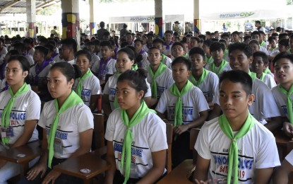 <p><strong>BOOT CAMP.</strong> A total of 403 students from junior and senior high schools in Butuan City successfully completed the three-day junior police boot camp that ended on Friday (Oct. 25, 2019) in Taligaman National High School here. The activity is part of the effort of the Philippine National Police to end the communist insurgency in Caraga Region. <em>(Photo courtesy of PRO-13 Information Office)</em></p>
