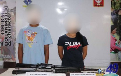 <p><strong>NEW LIFE.</strong> Former New People’s Army (NPA) members alias Gerald (left) and alias Bhai-bhai/Noa (right) of Guerilla Front 88 of the North Central Mindanao Regional Committee (NCMRC) surrender to authorities Friday (Oct. 25, 2019) in San Luis, Agusan del Sur. The Army said disillusionment, exhaustion and hunger forced the two former rebels to abandon the communist movement. <em>(Photo courtesy of 26IB, PA)</em></p>