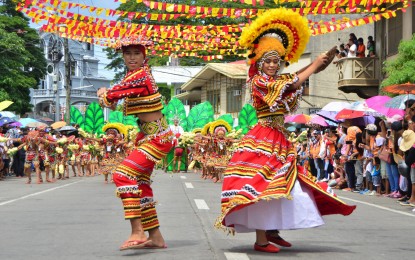 <p><strong>LANZONES FEST.</strong> Eight contingents from around Camiguin try to outperform each other during the street dancing competition held at Mambajao town on Saturday (Oct. 26, 2019). The street dancing is one of the highlights of the 40th Lanzones Festival 2019. <em>(Photo by Jigger J. Jerusalem)</em></p>