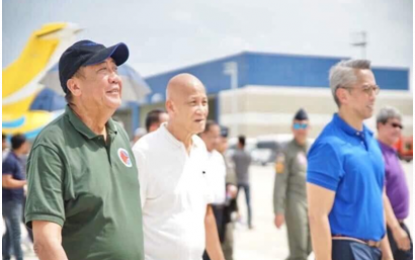 <p><strong>INCREASED INFRA SPENDING.</strong> DOTr Secretary Arthur Tugade (left), Cavite Governor Juan Victor "Jonvic" Remulla, Jr. (right), and other officials lead the operational dry run of Sangley Airport on Oct. 29, 2019. The DOTr on Thursday rejected claims that the BBB program was a failure and cited a general increase in the department's obligation and disbursement rate in the last five years due to numerous completed and ongoing infrastructure projects. <em>(Photo courtesy of DOTr)</em></p>