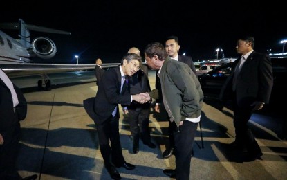 <p><strong>FOREIGN TRAVELS.</strong> President Rodrigo Roa Duterte bids farewell to one of the members of the send-off party before his departure at the Haneda International Airport in Tokyo, Japan on October 22, 2019. Malacañang said the President’s future foreign travels will depend on the advice of his doctor despite his speedy recovery from a recent minor motorcycle accident. <em>(Presidential photo)</em></p>
