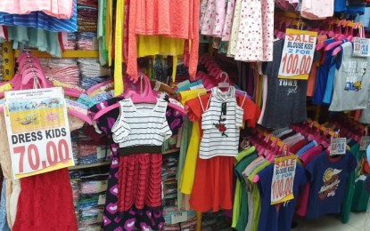 <p><strong>AVAILABLE AT LOWER PRICES.</strong> Ready to wear items are sold at discounted prices as part of the Consumer Welfare Month celebration in Antique. Fifteen stores join the three-day 'In-store Diskwento' facilitated by the Department of Trade and Industry that kicked off Tuesday (Oct. 29, 2019). <em>(Photo courtesy of DTI Antique)</em></p>