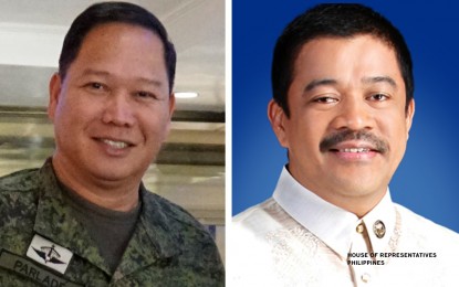 <p>Major General Antonio Parlade, Jr. (left), of the National Task Force to End Local Communist Armed Conflict, and Bayan Muna Party-list Rep. Carlos Zarate</p>
