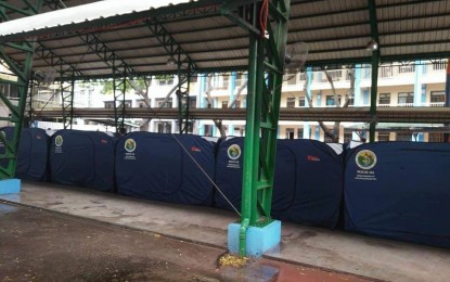 <p><strong>TENTS FOR QUAKE VICTIMS.</strong> The modular tents of Marikina City used for evacuees affected by the flooding in August 2018. The city government donated 100 modular tents to quake victims in Mindanao. <em>(Photo courtesy of Marikina City)</em></p>