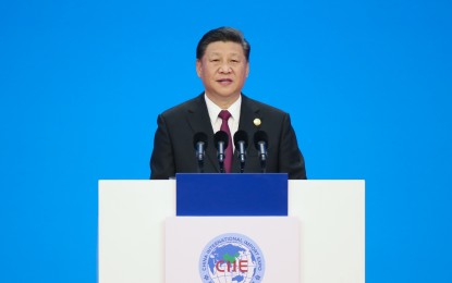 <p><strong>IMPORT EXPO.</strong> Chinese President Xi Jinping delivers his welcome speech during the opening of the 2nd China International Import Expo (CIIE) at the National Exhibition and Convention Center in Shanghai on Tuesday (Nov. 5, 2019). Xi said China would give greater importance to import and would continue to lower tariffs. <em>(Photo courtesy of CIIE)</em></p>