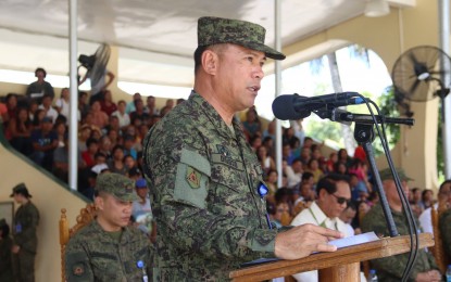 <p><strong>CALL TO SURRENDER.</strong> Maj. Gen. Pio Diñoso III, commander of the Philippine Army’s 8th Infantry Division based in Catbalogan City, Samar. On Wednesday (Nov. 6, 2019), Diñoso called on the New People’s Army operating in Samar to surrender and take advantage of benefits for rebel returnees. <em>(Philippine Army photo)</em></p>