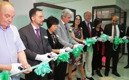<p>CANADA'S CENTENNIAL COLLEGE IN PH. Officers of Canada's Centennial College cut the ribbon at the opening of the school's representative office in the Philippines at the Corinthian Plaza, Makati City on Thursday (Nov. 7, 2019). At present, the Philippines is the third largest market of the Centennial College International Education next to India and China. <em>(PNA photo by Joyce Ann Rocamora)</em></p>