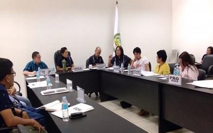 <p><strong>DRUG FREE.</strong> Members of the Barangay Drug Clearing Program of the Regional Oversight Committee of Caraga Region, chaired by PDEA-13 Regional Director Aileen T. Lovitos (center), declares on Friday (Nov. 8, 2019) the province of Agusan del Norte and its two cities, Butuan and Cabadbaran, as 'drug-cleared' areas. <em>(Photo courtesy of PDEA-13 Information Office)</em></p>