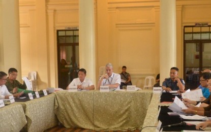 <p><strong>PEACE AND ORDER MEETING.</strong> Negros Occidental Governor Eugenio Jose Lacson (center) presides over the joint meeting of the Provincial Peace and Order Council and the Provincial Anti-Drug Abuse Council, held at the Capitol Social Hall in Bacolod City on Thursday afternoon (Nov. 7, 2019). Lacson commended the military and the police for the successful and peaceful search operations in the offices of progressive groups in the city. <em>(Photo courtesy of PIO Negros Occidental)</em></p>