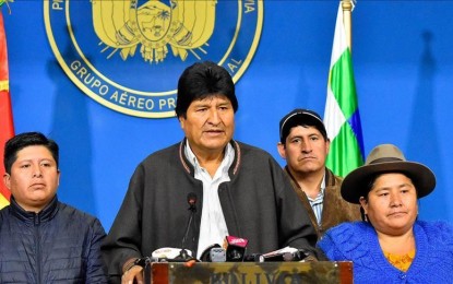 <p><strong>RESIGNED</strong>. Bolivian President Evo Morales announced his resignation in a televised address on Sunday (Nov. 10, 2019). Morales made the announcement shortly after the head of the country’s armed forces called on him to step down. <em>(Andulo photo)</em></p>