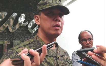 <p><strong>NEW COMMANDER.</strong> Brig. Gen. Eric Vinoya, acting commander of the Philippine Army’s 3rd Infantry Division, says on Tuesday (Nov. 12, 2019) that the troops will work hard to attain the period set to free the areas under its responsibility from insurgency. Vinoya has formally assumed the top post of the 3ID, replacing Maj. Gen. Dinoh Dolina who retired from the military service. <em>(PNA photo by Gail Momblan)</em></p>