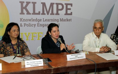 <p><strong>YOUTH URGED TO FARM.</strong> Agriculture Undersecretary Natividad Caballero says the youth need to help their families in farming, citing data that farmers are getting older without someone to pass on their farming business. She also cited DA’s Digital Farmers program, where old-age farmers are introduced to marketing their products online via social media with the help of their millennial kin.<em> (PNA photo by Gil Calinga)</em></p>