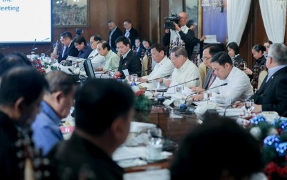 <p>President Rodrigo Roa Duterte presides over the 43rd Cabinet Meeting at the Malacañan Palace on November 6, 2019. <em>(Presidential photo of Alfred Frias)</em></p>