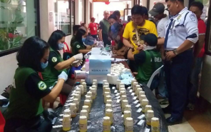 <p><strong>DRUG TEST.</strong> Some 2,200 Cotabato City government employees underwent a surprise mandatory drug test in this file photo on Oct. 16, 2019. Results of the drug testing revealed that several local government employees have tested positive for illegal drug use. <em>(Photo courtesy of Cotabato CIO)</em></p>