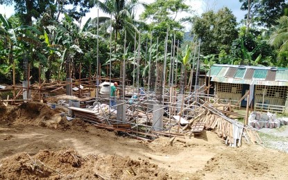 <p><strong>NEW SCHOOL BUILDING.</strong> The ongoing construction of a new school building beside the old makeshift rooms in San Agustin village in Maasin City, Southern Leyte. The PHP8.79 million, three-classroom project has started on Sept. 26, 2019, and up for completion in early January. <em>(Photo courtesy of Department of Public Works and Highways)</em></p>