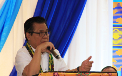 <p><strong>PERMISSIVE.</strong> Bangsamoro Autonomous Region in Muslim Mindanao (BARMM) Chief Minister Ahod “Murad” Ebrahim speaks during the launching of a "fatwa" (Islamic ruling) on reproductive health and family planning in Cotabato City on Tuesday (Nov. 19, 2019). Health programs for BARMM are now in harmony with the teachings of Islam <em>(Photo courtesy of BPI–BARMM)</em></p>