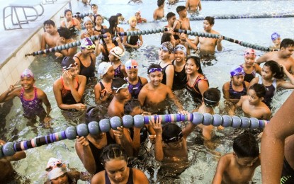 <p><strong>FIRST PRIORITY</strong>. Some of the priorities of the recently reopened swimming pool at the Baguio athletic bowl are these student athletes who compete in the district, city, regional or even national competitions. The refurbished swimming pool was opened to the public on Oct. 31 which is timely for the training of swimmers for the meet in December. <em>(PNA photo courtesy of Bong Cayabyab)</em></p>