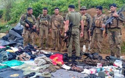 <p><strong>CLASH SITE.</strong> Troops of the Philippine Army’s 62nd Infantry Battalion during the clearing operation, following their encounter with New People’s Army rebels in Barangay Cansalungon, Isabela, Negros Occidental on Friday afternoon (Nov. 22, 2019). A suspected guerrilla was killed while his comrade was injured following an hour-long firefight. <em>(Photo courtesy of 62nd Infantry Battalion, Philippine Army)</em></p>