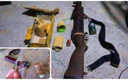 <p><strong>BOMB-MAKING MATERIALS.</strong> Army troopers seize bomb-making components, improvised explosive devices, and a shoulder-fired grenade launcher weapon during separate operations against the Bangsamoro Islamic Freedom Fighters in the interiors of Shariff Saydona Mustapha and Datu Piang towns in Maguindanao on Sunday (Nov. 25, 2019). The military says combat operations against the BIFF and Dawlah Islamiyah Terrorist Group are ongoing. <em>(Photos courtesy of the Army's 6th Infantry Division)</em></p>
