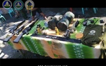 <p><strong>SEIZED.</strong> The guns and improvised bombs recovered by the military from their ongoing operation against the Bangsamoro Islamic Freedom Fighters (BIFF) in Shariff Saydona Mustapha, Maguindanao on Tuesday (Nov. 26, 2019). Three BIFF militants were also killed in the continuing military operations in the area. <em>(Photo courtesy of the Army's 6th Infantry Division)</em></p>