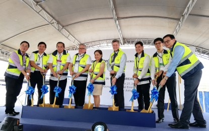 <p><strong>HANGAR 1A</strong>. Lufthansa Technik Philippines (LTP) president Elmar Lutter (fourth from right), Rep. Martin Romualdez (third from left), Department of Trade and Industry Secretary Ramon Lopez (fourth from left), Senator Cynthia Villar (center), and other partners of LTP, lead the groundbreaking ceremony of Hangar 1A at the MacroAsia Special Economic Zone, Villamor Air Base, Pasay City on Wednesday (Nov. 27, 2019). Hangar 1A is expected to be operational by the last quarter of 2020. <em>(PNA photo by Cristina Arayata)</em></p>
<p> </p>