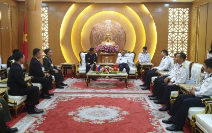 <p><strong>PH, VIETNAM NAVY TALKS.</strong> Ranking officials of the Philippine Navy and the Vietnam People's Navy (VPN) meet during the sixth Staff-to-Staff Talks (STST) at the VPN headquarters in Hai Phong City, Vietnam on Nov. 26, 2019. The two navies discussed areas of future cooperation, which includes continuing exchange of education and training offers, high-level visits, port calls, support for their respective hosting of multilateral naval engagements next year, and the possible conduct of military training activities. (Photo courtesy of Naval Public Affairs Office)</p>