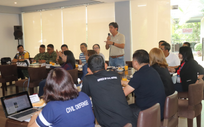 <p><strong>NEW HOUSES.</strong> Kidapawan City Mayor Joseph Evangelista speaks during the post-earthquake command conference on Monday (Dec. 2, 2019) where the National Housing Authority laid out plans to build housing units for families whose houses were destroyed by the series of earthquakes recently. The city council of Kidapawan has earlier approved a resolution allowing Evangelista to apply for a PHP100-million loan with the Land Bank of the Philippines to be used for the city’s recovery and rehabilitation efforts.<em> (Photo courtesy of Kidapawan CIO)</em></p>
