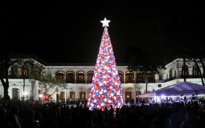 <p>A giant Christmas tree inside Malacañang grounds. <em>(File photo)</em></p>