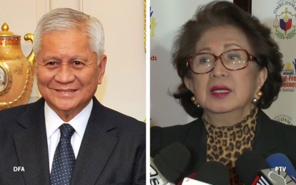 <p>Former Department of Foreign Affairs Secretary Albert del Rosario and former Ombudsman Conchita Carpio Morales </p>