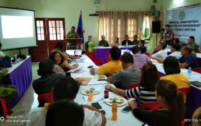 <p><strong>POLICE ACCOMPLISHMENT.</strong> Col. Maximo Layugan (at the podium), North Cotabato police director, delivers his report during the provincial peace and order council meeting in Kidapawan City on Friday (Dec. 6, 2019). In the same meeting, Layugan also identified the Dawlah Islamiyah, the Bangsamoro Islamic Freedom Fighters, and the communist New People’s Army as the leading security threats in the province.<em> (Photo courtesy of North Cotabato PPOC)</em></p>