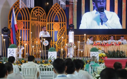 <p><strong>GOOD GOVERNANCE</strong>. Presidential Peace Adviser Carlito G. Galvez Jr. delivers his keynote message during the “Gawad Galing Barangay 2019” held in Malolos, Bulacan on Tuesday (Dec. 10, 2019). Galvez underscored that good governance should be among the foundations of a peaceful and progressive nation. <em>(Photo courtesy of OPAPP)</em></p>