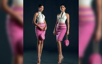 <p><strong>PROMOTING HABLON.</strong> Miss Universe Philippines Gazini Ganados, in one of her pictorials, wears a skirt made from hablon fabric from Miag-ao, Iloilo that was designed by Ilonggo James Roa. The flaunting of the hablon fabric in the international scene gives a boost to Miag-ao’s hablon industry, Anthony Selorio, Miag-ao tourism officer said Tuesday (Dec. 10, 2019).<em> (Photo courtesy of Mark Caceres)</em></p>