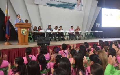 <p><strong>HEALTH CARE PROGRAM.</strong> Governor Dennis Pineda delivers his message during the launching of the provincial government's new and improved health care program at Bren Z. Guiao Convention Center, City of San Fernando, Pampanga on Thursday (Dec. 12, 2019). The new health care program provides a centralized medical service delivery network to all needy Kapampangans. <em>(Photo by the provincial government of Pampanga)</em></p>
