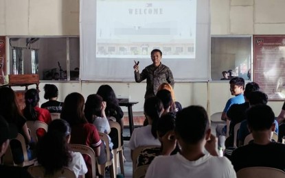 <p><strong>VIGILANCE VS. CPP-NPA.</strong> Col. Audrey Pasia, Army’s 702nd Infantry Brigade commander (middle), recently conducted a lecture for the youth at Camp Lt. Tito Abat in Manaoag, Pangasinan. The Brigade held forums all over the Ilocos Region to discourage the young people against joining the terrorist group. <em>(File photo courtesy of Juro Malazo)</em></p>
<p> </p>