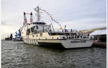 <p><strong>BRP GABRIELA SILANG.</strong> The BRP Gabriela Silang during the Change of Flag Ceremony for the Philippine Coast Guard vessel in France on Thursday (Dec. 19, 2019). The ceremony officially designated the vessel as under the ownership of the Philippines. The vessel is expected to reach Manila on Feb. 10, 2020. <em>(Photo courtesy of PCG)</em></p>