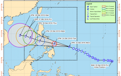 <p>The track of Tropical Storm Ursula as of Monday afternoon, Dec. 23, 2019. <em>(Photo courtesy of PAGASA)</em></p>
<p> </p>