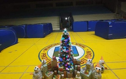 <p><strong>READY FOR EVACUEES.</strong> Some of the modular tents set-up at Naval, Biliran gymnasium families that will be displaced by Severe Tropical Storm Ursula. The local government placed a Christmas tree at the center of the gymnasium to keep the spirit of Christmas alive even in times of calamity. <em>(Photo courtesy of Naval local government)</em></p>