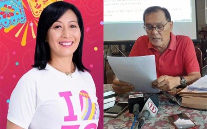 <p>CLASH OF THE TITANS. Mayor Maria Isabelle Climaco-Salazar (left) is with all smile in her portrait photograph wishing everyone a happy Christmas and prosperous New Year. Former 1st district Rep. Celso Lobregat (right) answers questions from reporters in a press conference few days after the 2019 mid-term polls. <em>(Photo of Salazar courtesy of City Hall PIO and file photo of Lobregat by Teofilo P. Garcia Jr.)</em></p>
